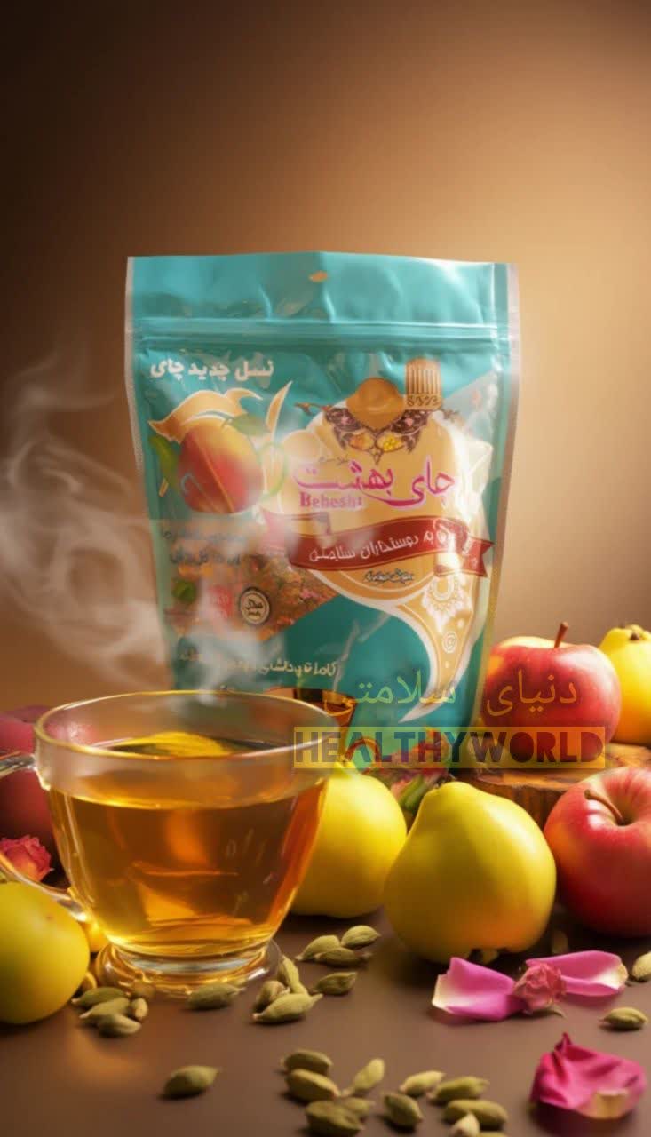 دمنوش به و سیب با هل و گل محمدی 200گرم - Image 2